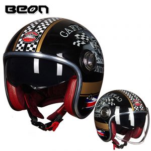 Alternative view of BEON B108A Retro Open Face 3/4 Helmet (with Double Lens)